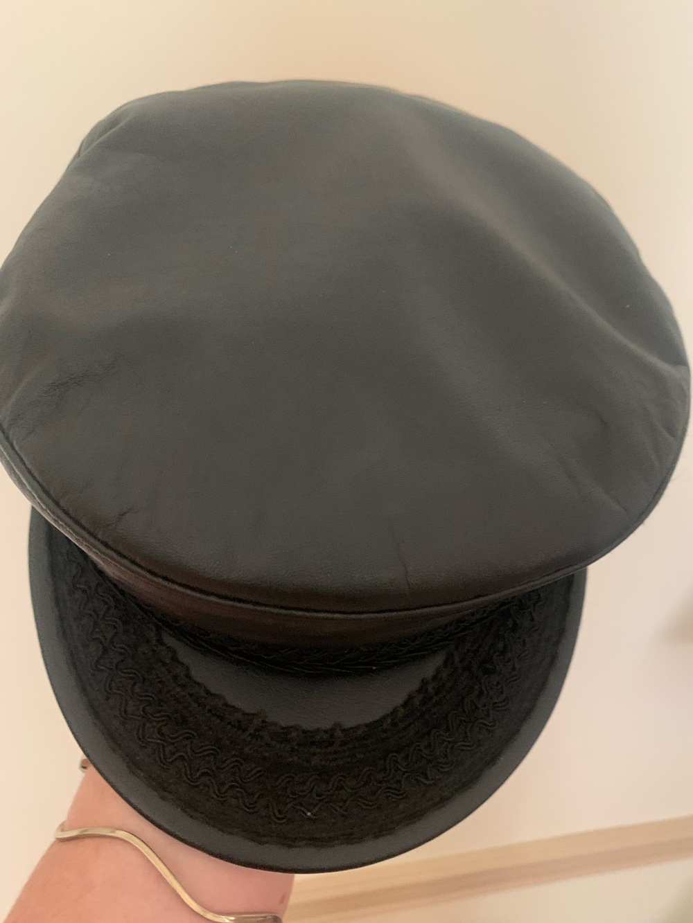Vintage Unisex New York Winner Black Leather Fisherman Cap